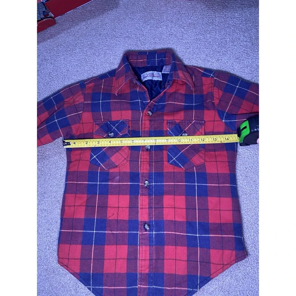 Vintage Royal Knight Kids Red Plaid Quilted Lined Flannel Shirt Jacket Size 8
